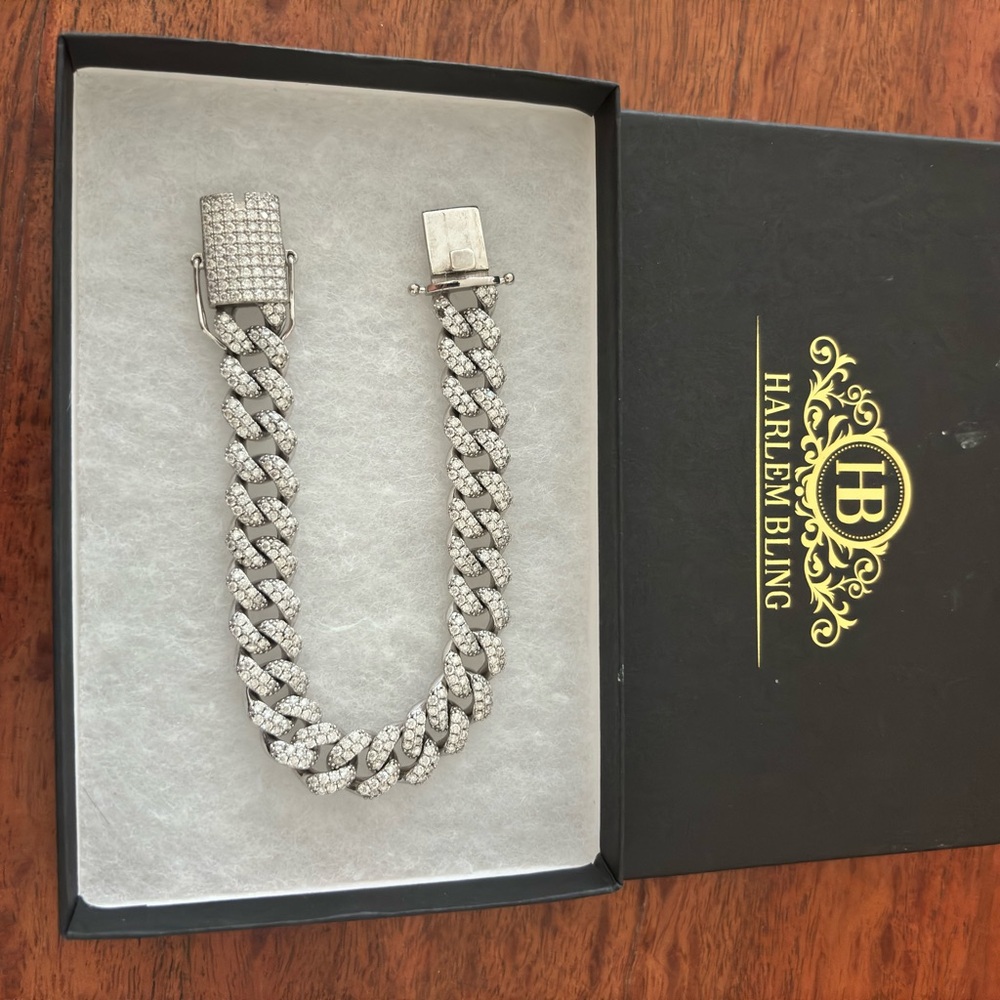 HarlemBling Iced Silver Cuban Link Bracelet